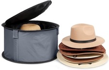 Hat Box for Storage, Stackable Hat Storage Case for Cowboy Hat (Gray, Large)