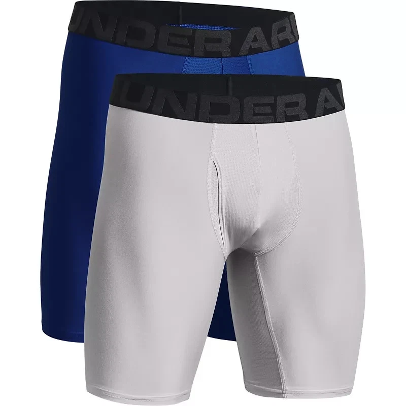 Cueca boxer Under Armour L20529 azul/cinza pacote com 2 9” Tech preta masculina tamanho P - Imagem 3 de 4