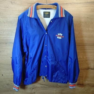 Lee College Jacket Vintage 70s 80s Blue Orange Union-Made Mens Nylon L