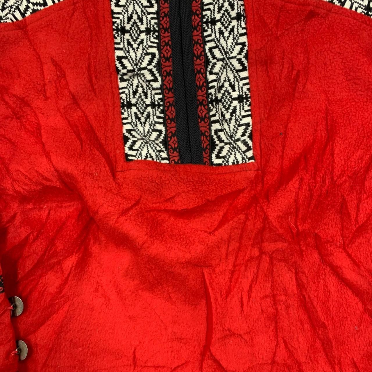 Vintage abstract jacket 1/4 Zip Patterned chunky fleece sweater Women's S image 3