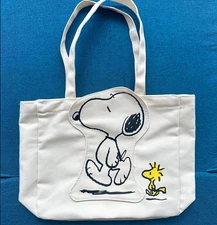 Snoopy Peanuts Canvas Tote Bag Cute Cartoon Shoulder Bag Large Student Purse