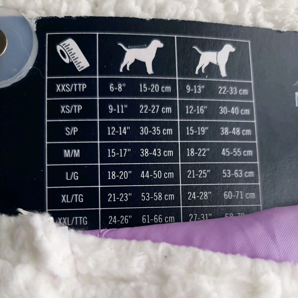 Nautica Pet Extra Large Reversible Lavenver and Cream Lined Sherpa Dog Jacket - Image 3 of 4