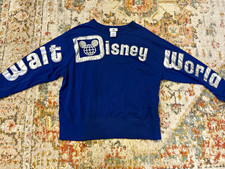 Disney Walt Disney World Blue Graphic Logo Crewneck Fleece Sweatshirt L
