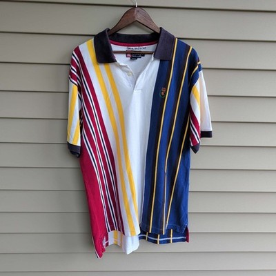 Chaps Ralph Lauren Polo Shirt Mens XL Multicolor Vertical Stripe Vintage 90s