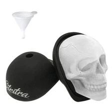 Stritra - Extra Large 3D Skull Ice Mold Silicone Large, Clear 