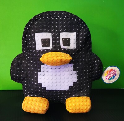 Nanco Black Pixel Block Penguin 8'' Plush with Tag Stuffed Animal