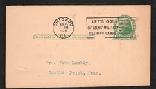 Old Postcard Postal Card Jefferson Postage Chicago IL 1928 Cancel