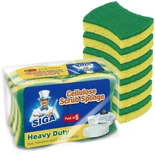 MR.SIGA Heavy Duty Cellulose Scrub Sponge, Dual-Sided Dishwashing Sponge for Kit