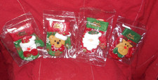 Felt Mitten APPLIQUE ORNAMENTS LOT OF 4, Bear, Santa, Reindeer  Snowman - 14
