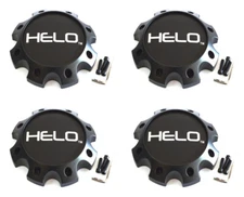4x NEW Helo Matte Black 8 Lug Wheel Rim Center Caps 42mm Height HE878 w/ Screws 