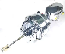 A-Body 8" Dual Power Brake Booster + Smooth Master Cylinder & Bracket Kit Chrome