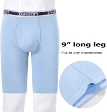 Men's Bamboo Refreshing Long Leg Boxer Briefs Open Fly Big And Tall Underwear