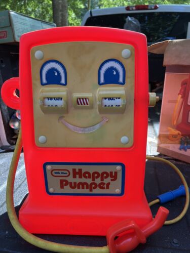 Pompa gas e lattina acqua vintage originale 1982 Little Tikes Happy Pumper con scatola - Foto 2 di 5