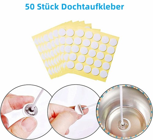 50 ECO Kerzendocht Doppelseitigen Docht-Aufklebern und 2 Dochthalter - Bild 8 von 10