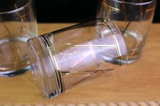 Georges Briard 3 Double Old Fashion Glasses Gold Boxes Wide & Thin Bands Signed