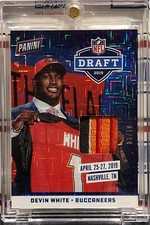 2019 PANINI THE NATIONAL DEVIN WHITE ROOKIE, NFL DRAFT HAT RELIC, SERIAL #03/10