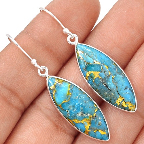 copper blue turquoise 925 sterling silver earrings jewelry ee11