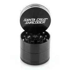 Large 2.75" Black Santa Cruz Shredder Aluminum Herb Grinder 4 Piece Texture Grip