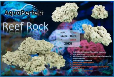 Aquaperfekt - Reef Rock  ''S'' - Riffgestein natur 12-30cm 20kg Karton(3,99/kg)