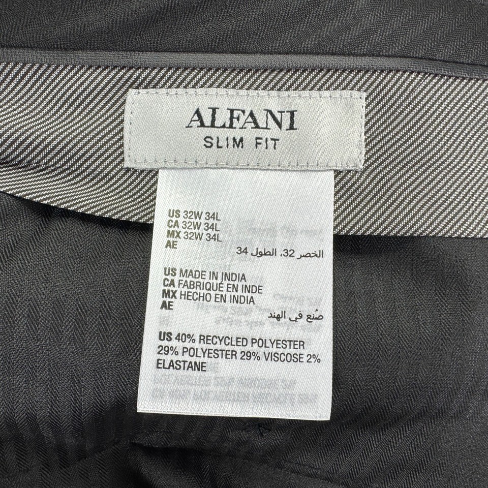 Alfani Mens Slim Fit Stretch Solid Suit Pants Charcoal Gray 32x34 eBay