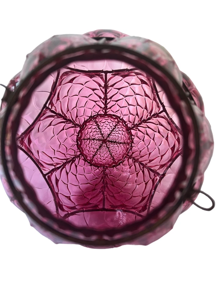 1960s Pink Hand Blown Glass Caged Lamp/Pendant, Hollywood Regency, Boho, MCM - Image 2 of 4