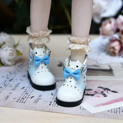 1/6 BJD Shoes Boots Cat Face Tongue Bow Deco Folding Top 4.5X1.8cm Multi-colors