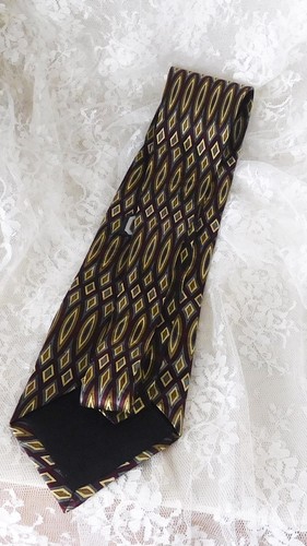 Britches of Georgetowne Men's Neck Tie Earthtones Diamond Geometric Pattern - Imagen 4 de 5