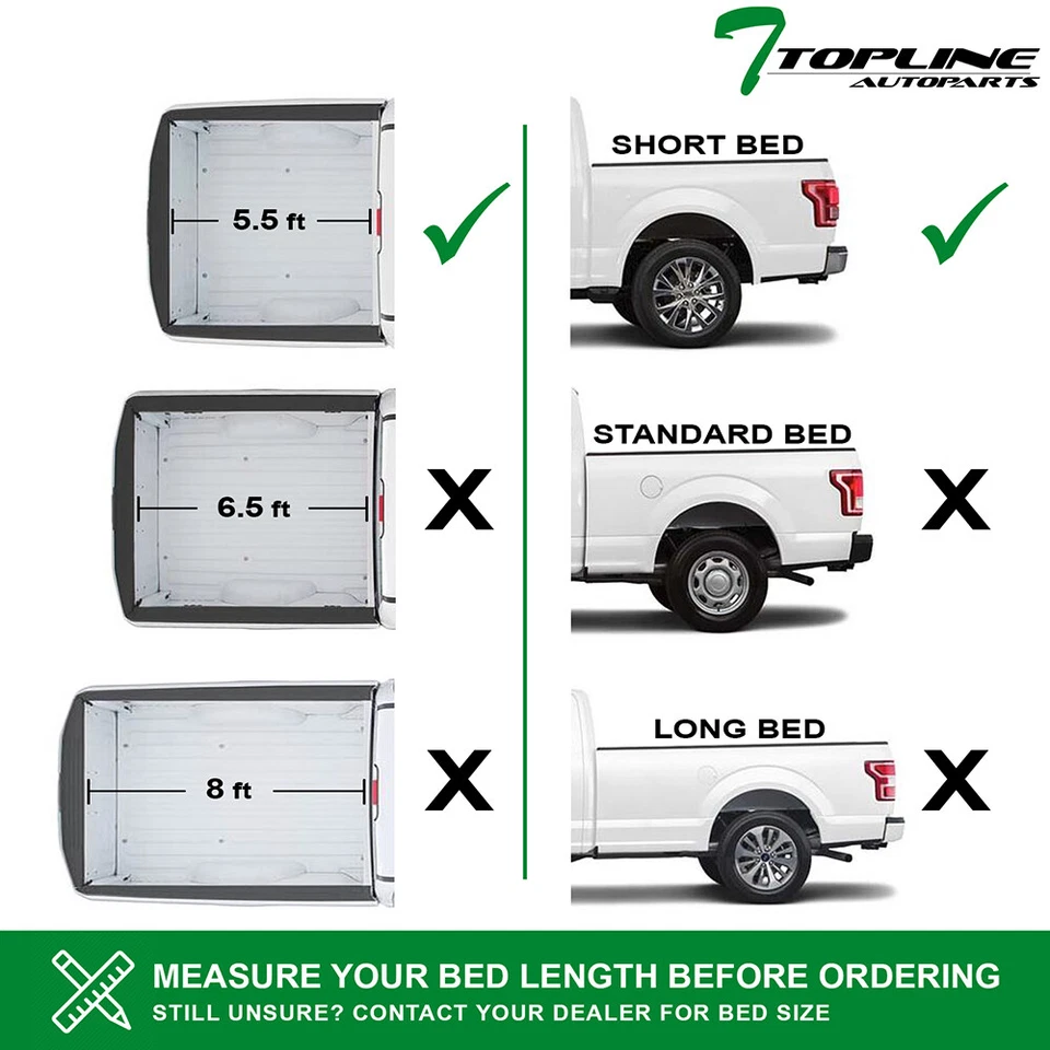 Topline For 2004-2014 Ford F150 5.5' Bed Low Profile Hard Tri Fold Tonneau Cover - Image 2 of 4