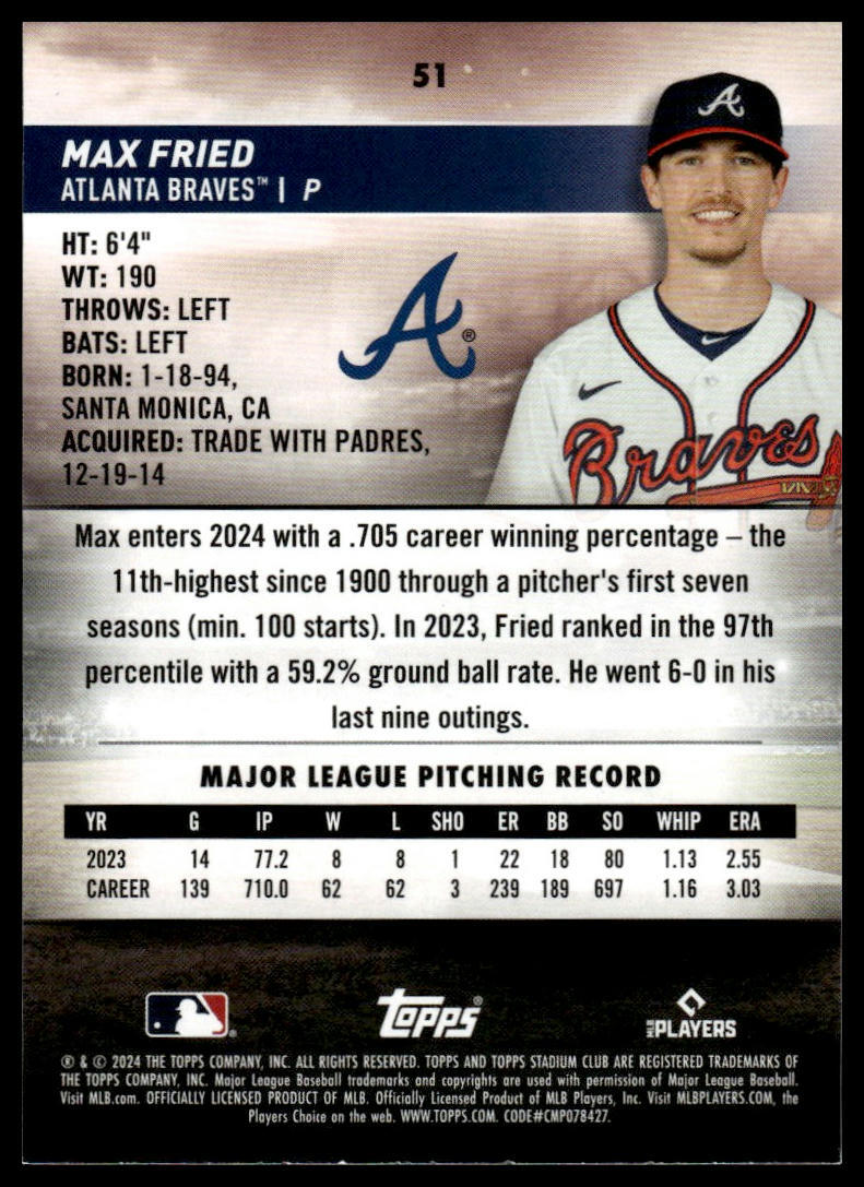 2024 Topps Stadium Club Max Fried #51 | eBay