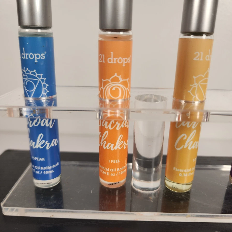 Juego de 7 aceites esenciales de energía y bienestar orgánico de chakra de 21 gotas con soporte - Imagen 4 de 4