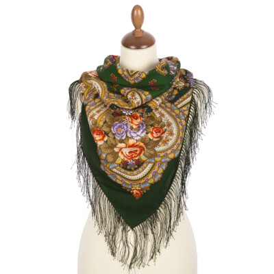Authentic Pavlovsky Posad Russian Scarf in Wool - On the wings of memory