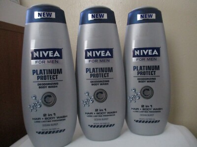 3 Nivea Platinum Protect Citrus Explosion 2 In 1 Hair Body Wash For Men 16.9oz