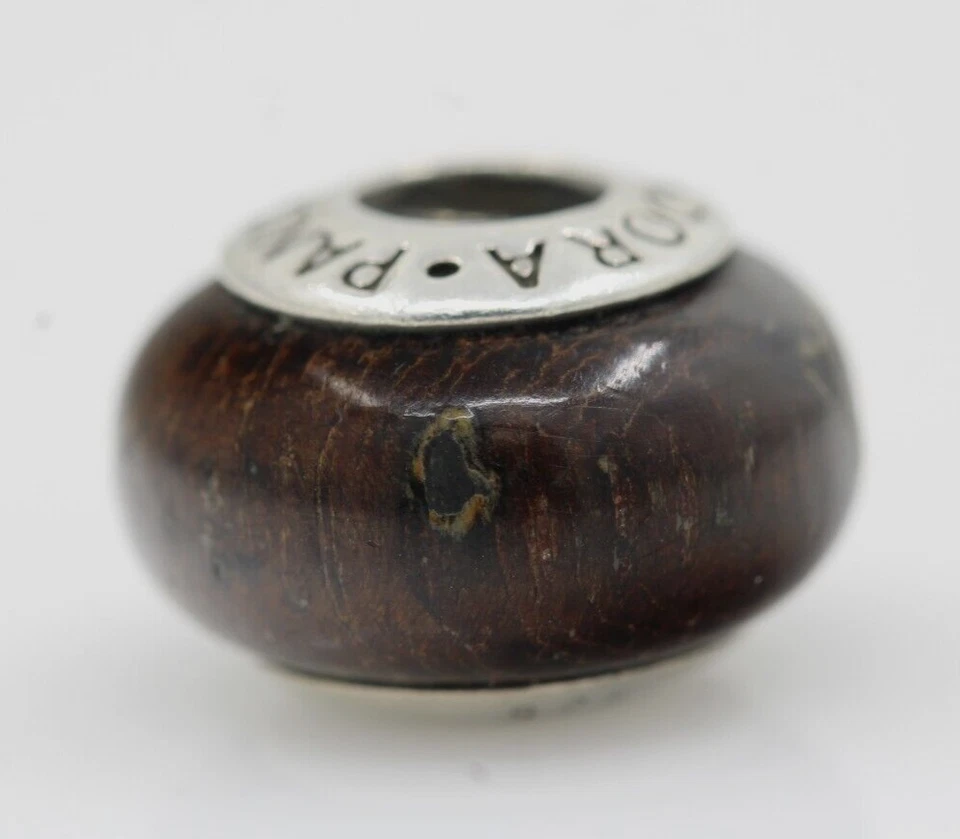 Pandora Plata Esterlina Acapo Madera Cuentas Dije 790701 - 2.4 Gramos Foto 3 de 4