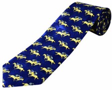 THE TIE STUDIO - Racing Horses & Jockey on Light Navy Men's Novelty Ties