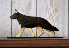 German Shepherd Sign Plaque Wall Decor Black w/ Tan