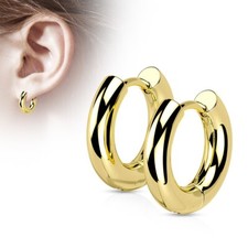 Stainless Steel Thick Hoop Hinged Earrings Pair Round 3mm 18GA Earring Gold