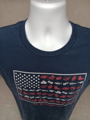 Columbia Sportswear Company 1938 Mens Blue Slim Large Fits Medium Flag T-Shirt