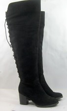 Black 3.5"Block Heel Round Toe Over Knee Boots WOMEN Size 10