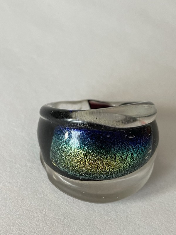 Dichroic Venetian Art Glass Ring Size 7