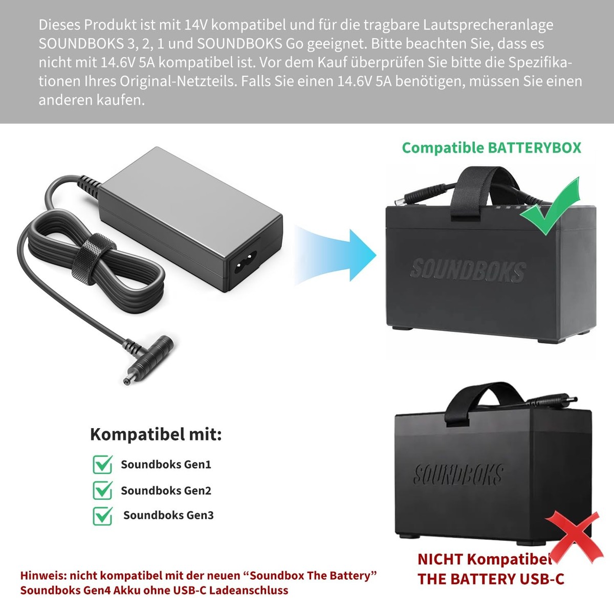 Chargeur 14,6V Adaptateur Chargeur Compatible Avec Soundboks