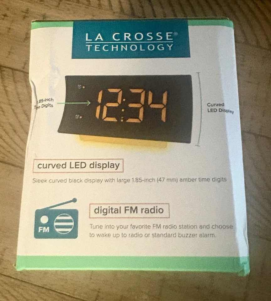 Reloj de radio/despertador doble LED curvo La Crosse Technology (617-2410) nuevo en caja Foto 4 de 4