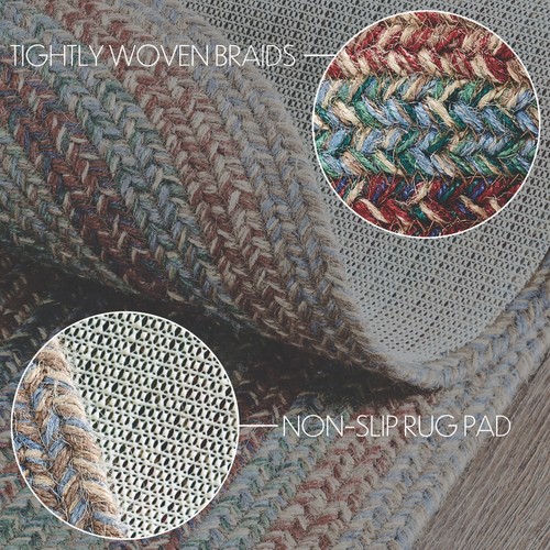 Farmhouse 36"x60" Area Rug Green Multi Braided Textured Floor Decor VHC Brands - Picture 3 of 8