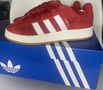 adidas Campus Herren Sneaker EU 38 Rot Weiß Low Top Schnürung atmungsaktiv