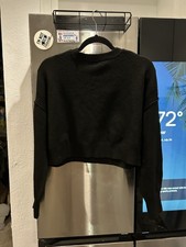 Wild Fable Women's Black Solid Knit Cropped Crew Neck Pullover Sweater