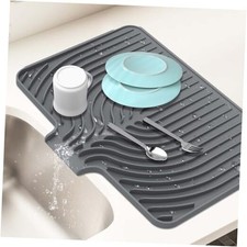 Silicone Dish Drying Mat for Kitchen Counter with Built Gray 17.7 x 11.8 x 0.59