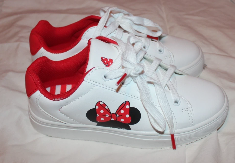 Children's Size 2 Disney Minnie Mouse Sneakers Shoes White Red Bow - Image 2 of 4