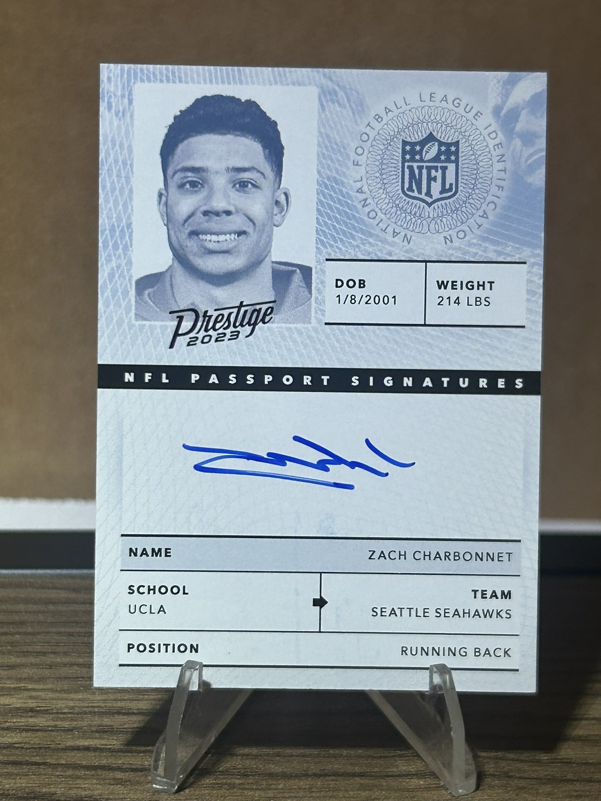2023 Prestige Zach Charbonnet NFL Passport Signatures Autograph Auto RC Rookie