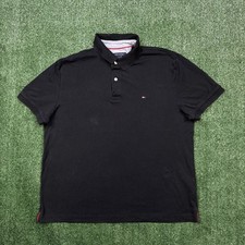 Tommy Hilfiger Polo Shirt Men's Size L Black Short Sleeve Collared Preppy