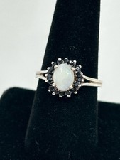 NO BRAND Sterling Silver Opal Oval Gem Statement Boho Womens Ring