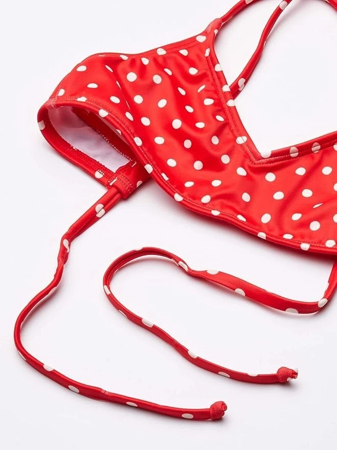 Billabong L109906 Red Girls Polka Dot Free Babe Tali Bikini Swim Set Size 8 - Image 4 of 4